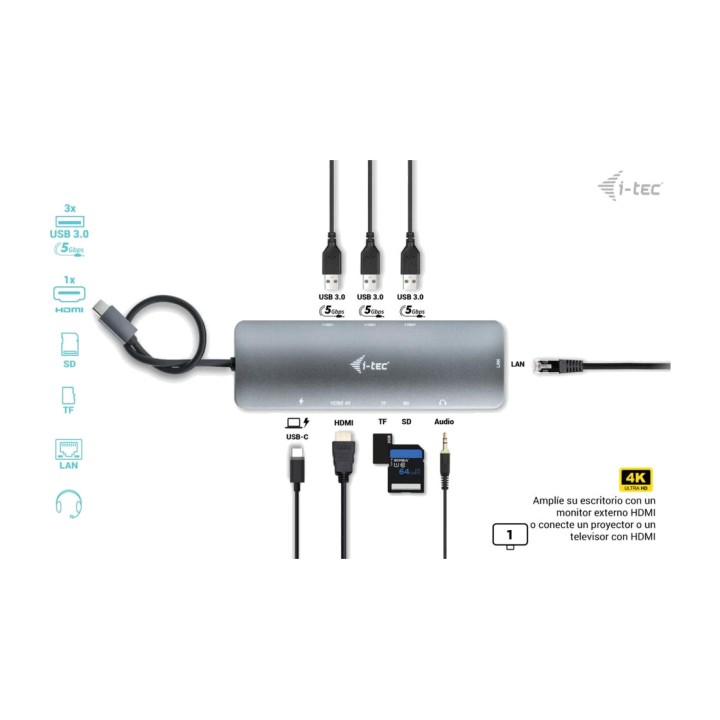 I-TEC Mini station d’accueil USB-C 9-en-1 avec HDMI 4K,