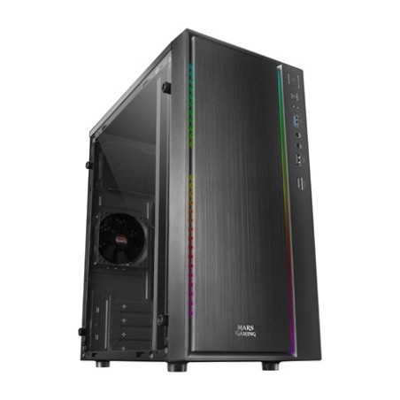 case pc compatto con frontale effetto alluminio lucidato mcm micro-atx rgb-80mm