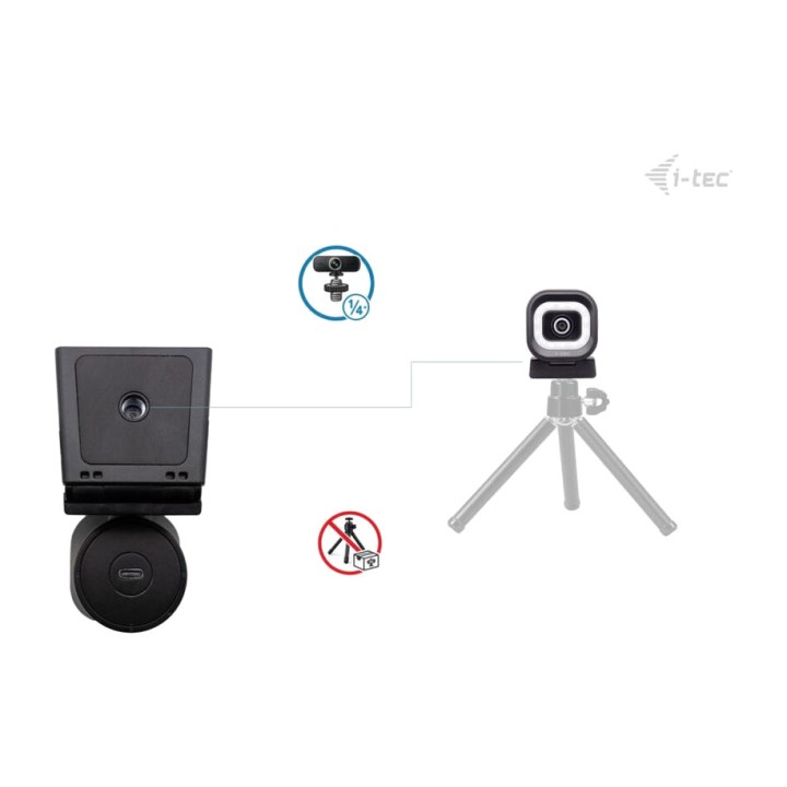 I-TEC 4K webcam for streaming with integrated ring light