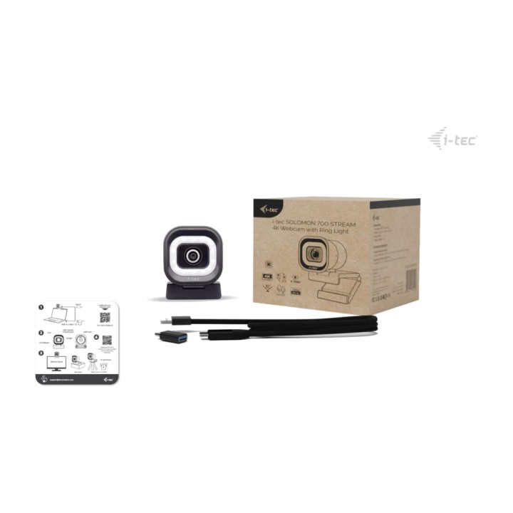 I-TEC 4K-Webcam für Streaming mit integriertem Ringlicht