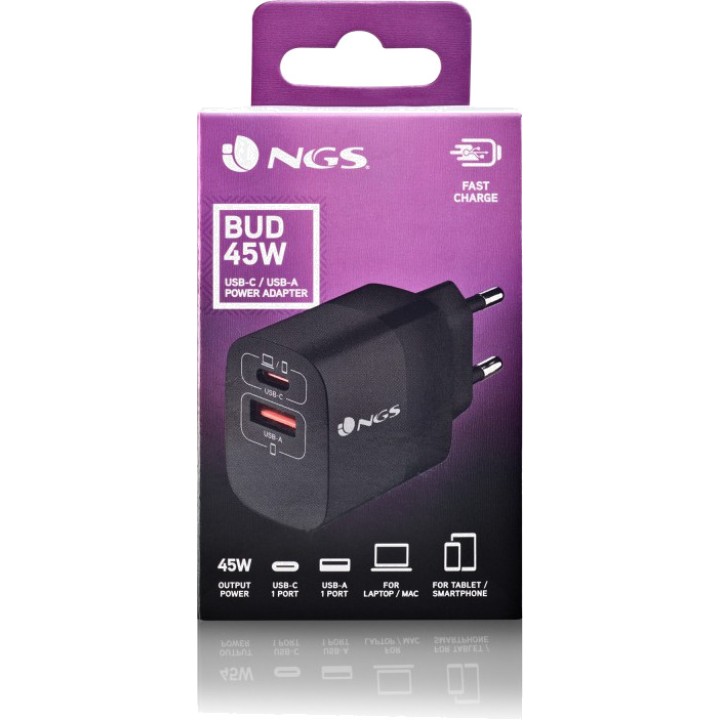 NGS Caricatore da parete GaN con ricarica rapida BUD45W 45W