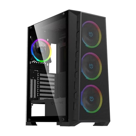 gaming pc case with mesh front panel, argb fans and tempered glass mh12-mesh-e-atx