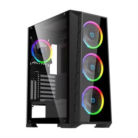 pc gaming case with usb-c, argb lighting and tempered glass mh12-e-atx