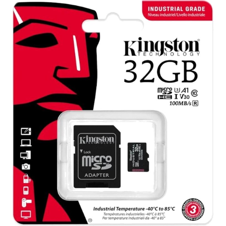 KINGSTON Industrial microSDHC memory card with SD adapter