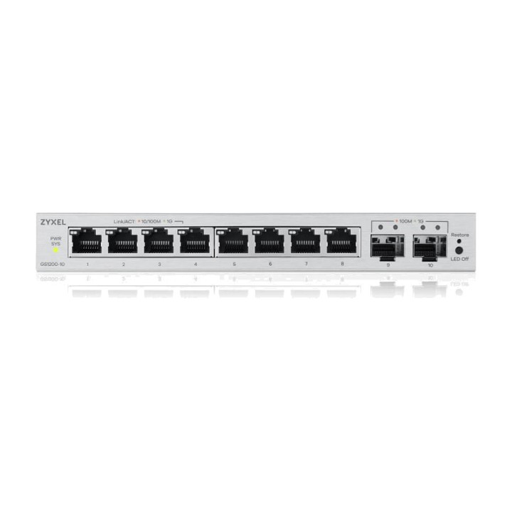 ZYXEL Switch Gigabit gestibile a 8 porte GS1200-10V3 2X-SFP