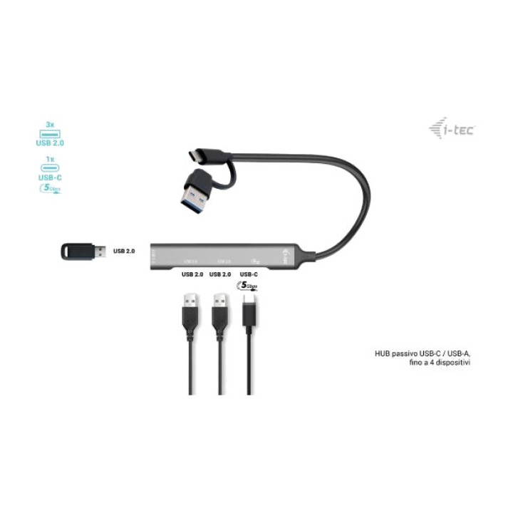I-TEC Metal USB-C/USB-A mini hub with 4 ports
