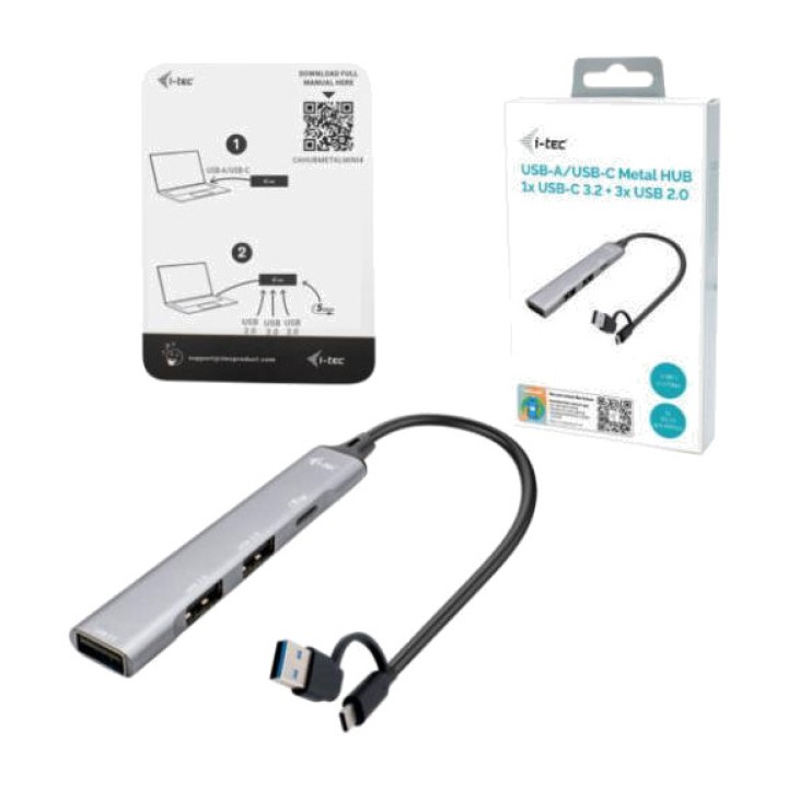 I-TEC Metall-Mini-Hub USB-C/USB-A mit 4 Anschlüssen
