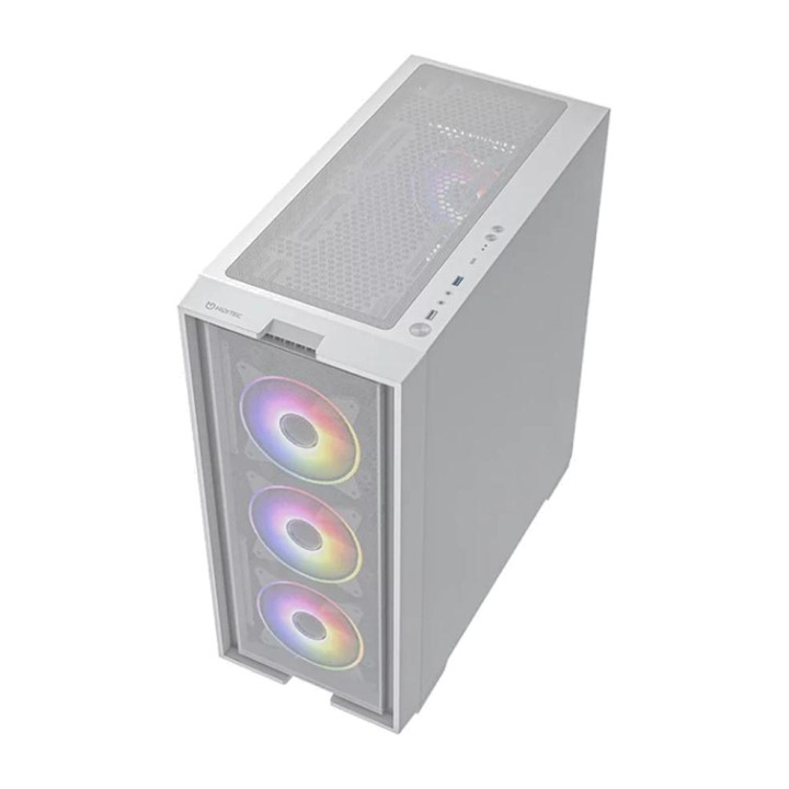 HIDITEC Caja gaming para PC con 4 ventiladores ARGB, cristal