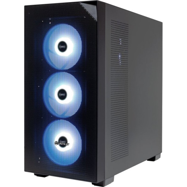 UNYKACH Gaming PC case with mesh front panel, tempered glass
