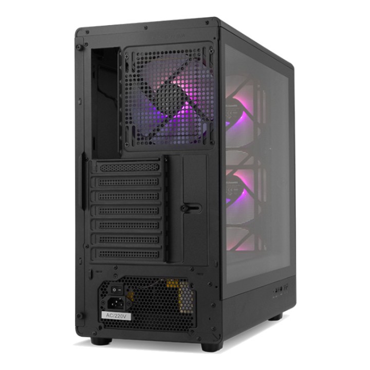 NOX ATX mid-tower gaming PC case with tempered glass and