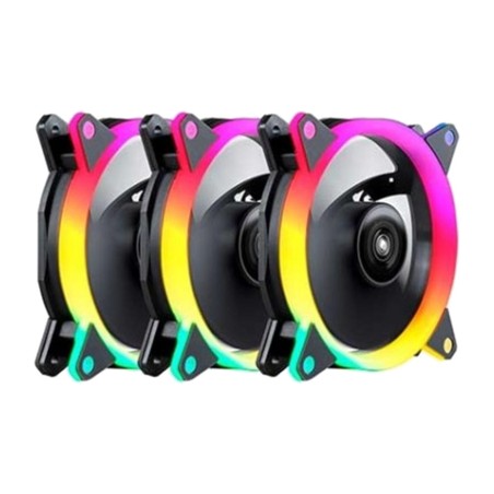 kit 3 ventiladores argb para caja de pc con controladora ring-led 120mm