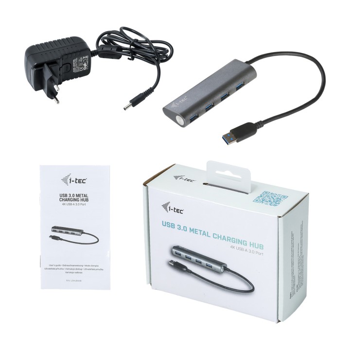 I-TEC Hub USB 3.0 in metallo a 4 porte con alimentatore