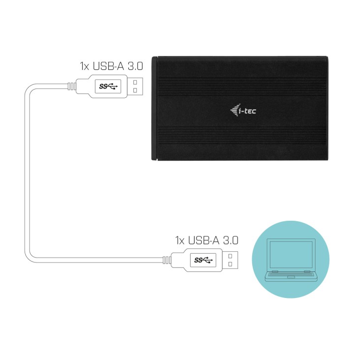 I-TEC Caixa externa para disco SATA HDD ou SSD de 2,5