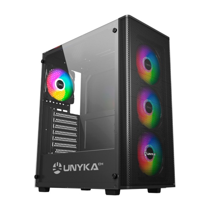 UNYKACH Case gaming mid-tower con vetro temperato e