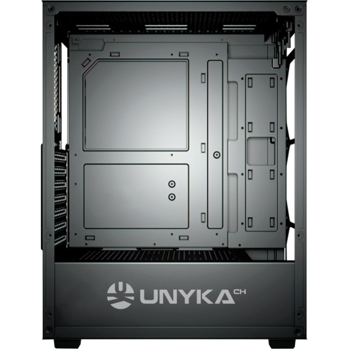 UNYKACH Speldatorchassi i semi-tower med härdat glas och