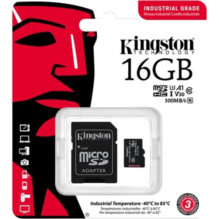 KINGSTON Industrial microSDHC memory card with SD adapter