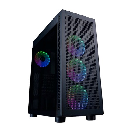 gaming miditower atx pc-kabinet med hærdet glas, 4 argb-ventilatorer og usb-c h1-air