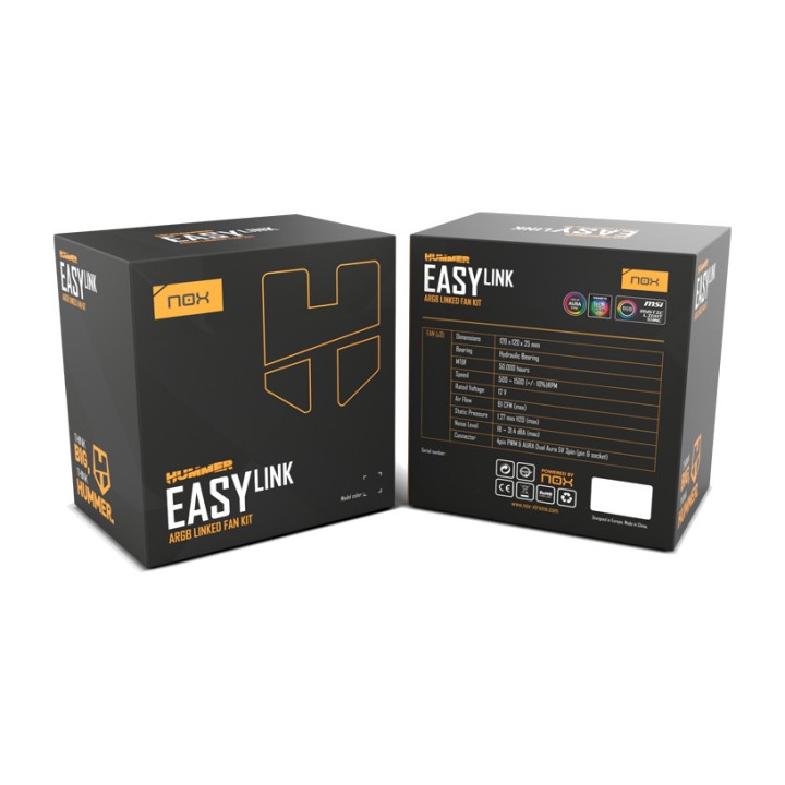 NOX Kit mit 3 ARGB-Gehäuselüftern HUMMER-EASYLINK 3X120MM
