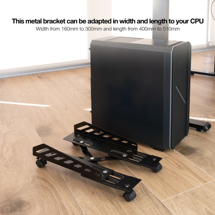 TOOQ PC-Tower-Bodenständer mit Rollen und Bremse UMCS0024