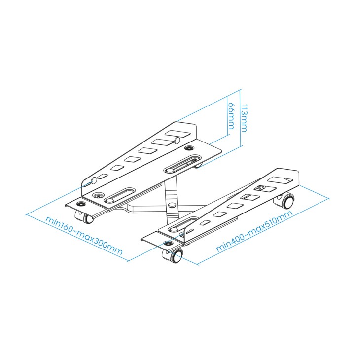 TOOQ Floor stand with wheels and brake for PC tower UMCS0024
