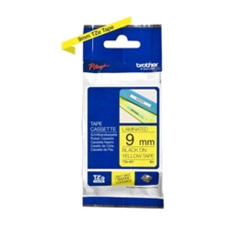ruban laminé noir sur fond jaune pour étiqueteuse tze-621 9mm