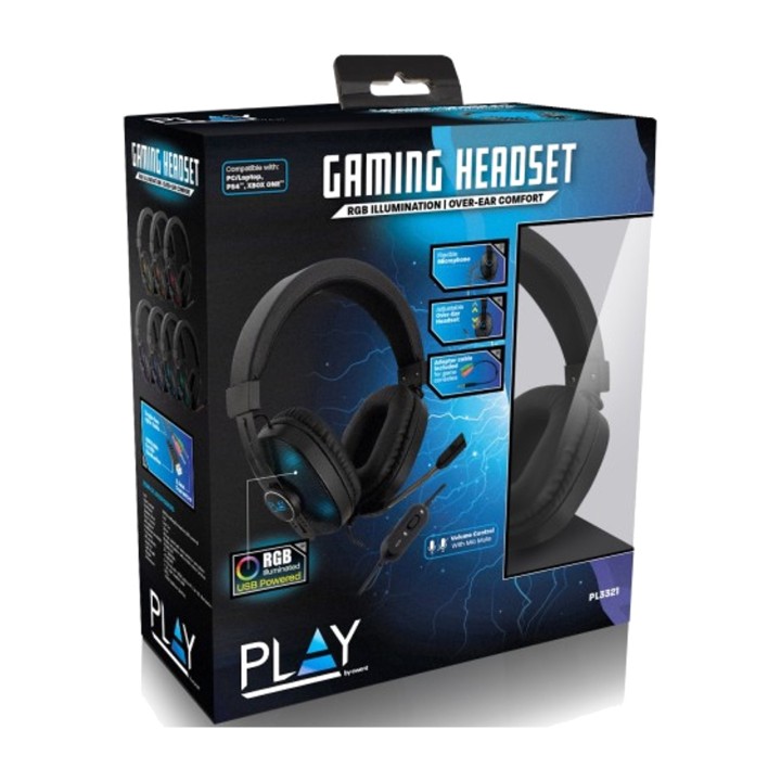 EWENT Căști gaming cu microfon și iluminare RGB pentru PC și