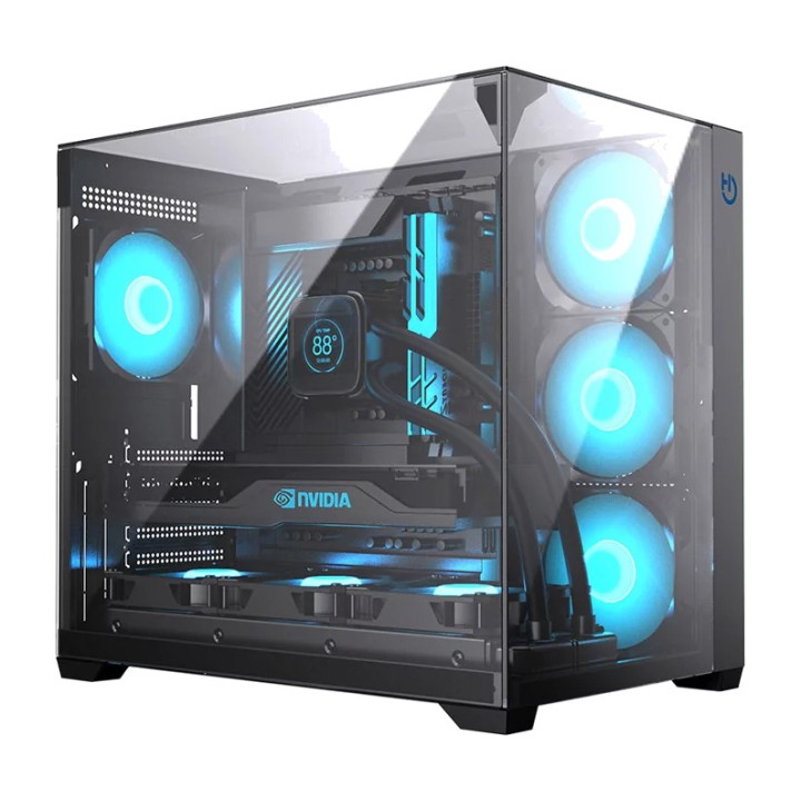 HIDITEC Caja gaming ATX para PC con doble cristal templado