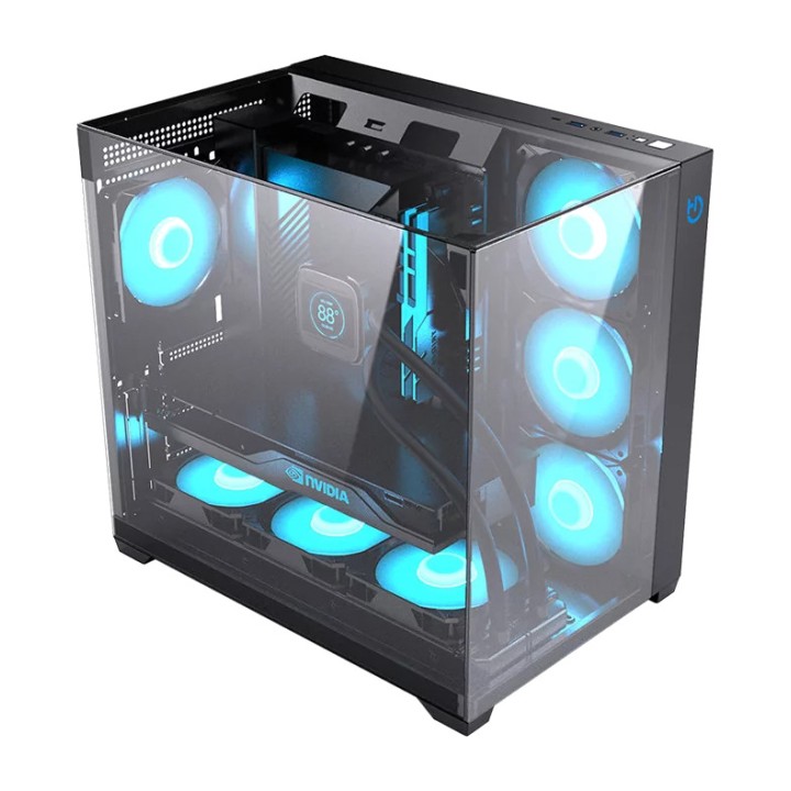HIDITEC ATX-gamingchassi för PC med dubbla lager härdat glas