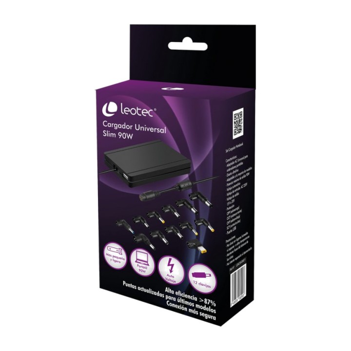 LEOTEC Încărcător universal slim pentru laptop cu hub USB
