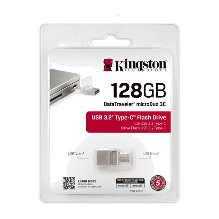 KINGSTON USB-Stick mit zwei Anschlüssen, Typ A und C