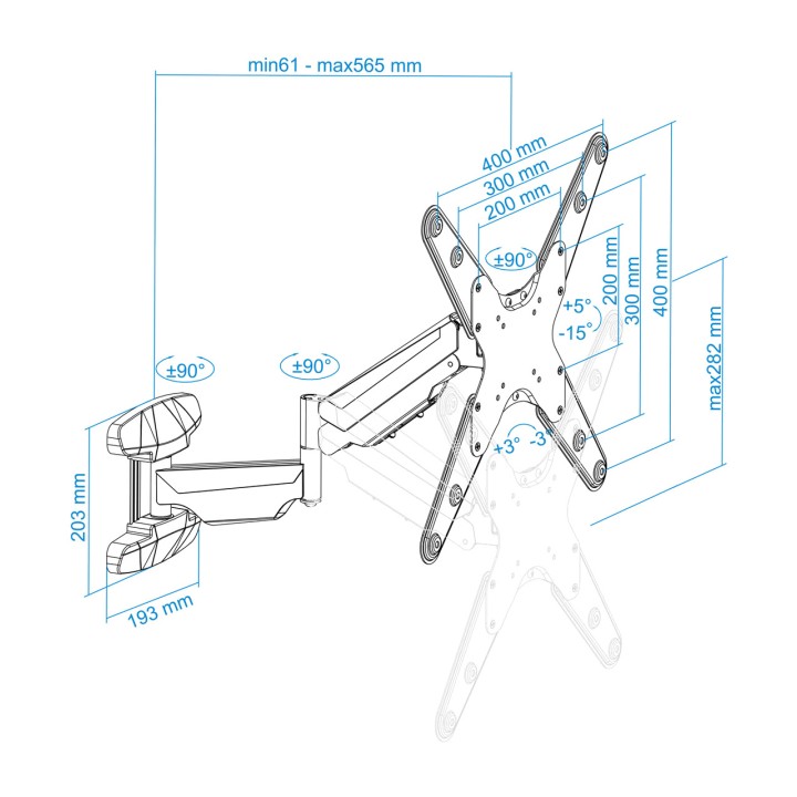 TOOQ Otočný a naklápěcí nástěnný držák na televizor LP2355TN