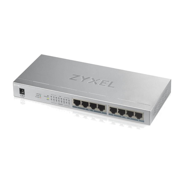 ZYXEL Switch no gestionado de 8 puertos Gigabit PoE GS1008HP