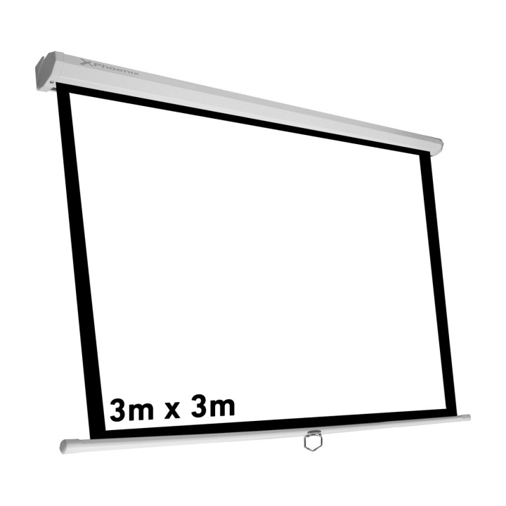 PHOENIX Pantalla de proyección manual plegable para pared y techo 169" 300X300CM 1:1 4:3 16:9 PHPANTALLA-300M