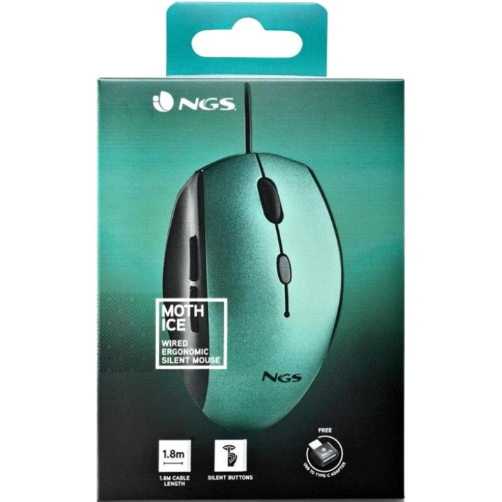 NGS Rato ergonómico silencioso com cabo USB MOTH 1600DPI