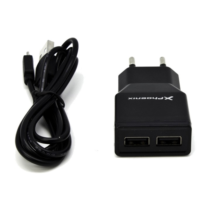PHOENIX Dual wall charger with micro USB cable 5V 2A