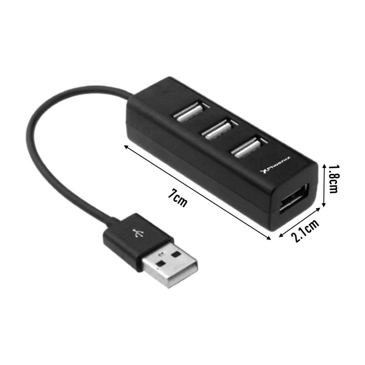 PHOENIX Portable 4-port USB hub with flexible cable 2.0