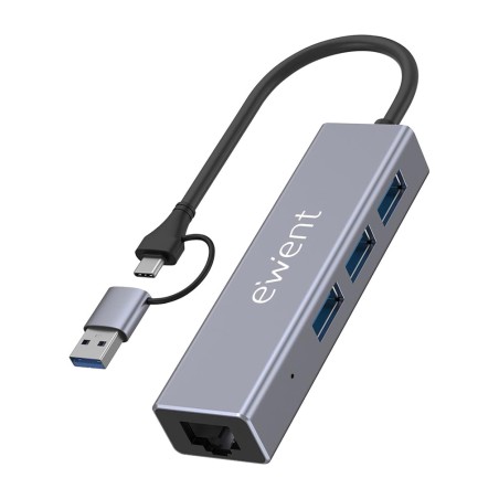 hub usb 4 en 1 con 3 puertos y red gigabit ew1159 3.2 gen1 rj45