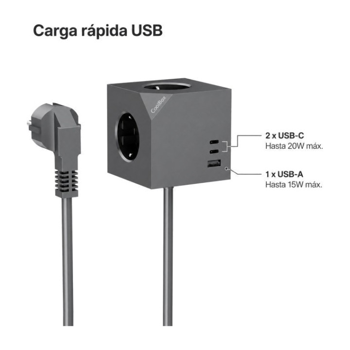 COOLBOX Multiprise magnétique avec câble, trois prises et