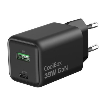 φορτιστής τοίχου gan με θύρες usb-a και usb-c 35w pd qc-3.0
