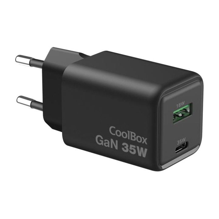 COOLBOX Chargeur mural GaN avec ports USB-A et USB-C 35W PD