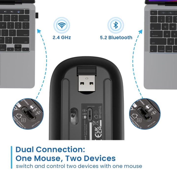 EWENT Souris gaming sans fil rechargeable à double connexion