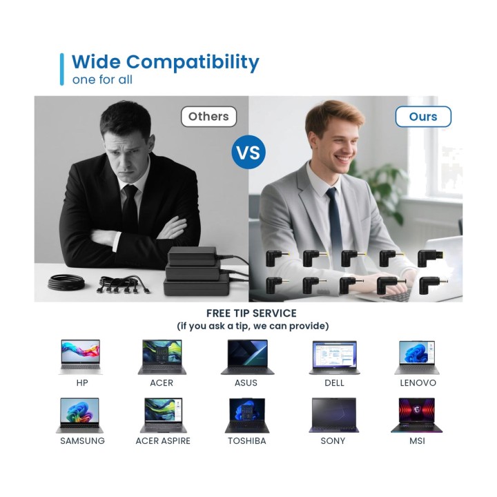 EWENT Universal laptop charger with interchangeable