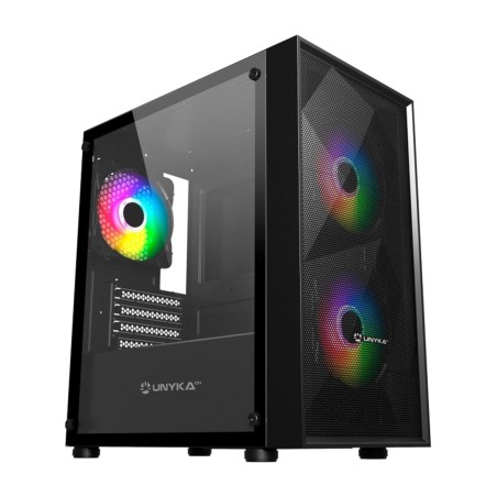 kompaktes gaming-pc-gehäuse mit gehärtetem glas und argb-beleuchtung mir-b200 micro-atx