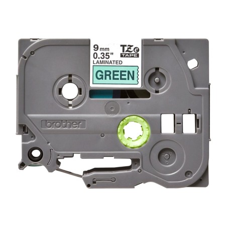 black-on-green laminated tape for label maker tze-721 9mm