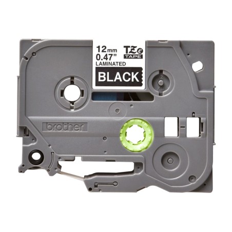 nastro laminato bianco su nero per etichettatrice tze-335 12mm