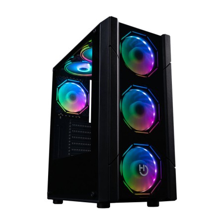 case gaming atx per pc con 4 ventole esagonali argb e vetro temperato v30