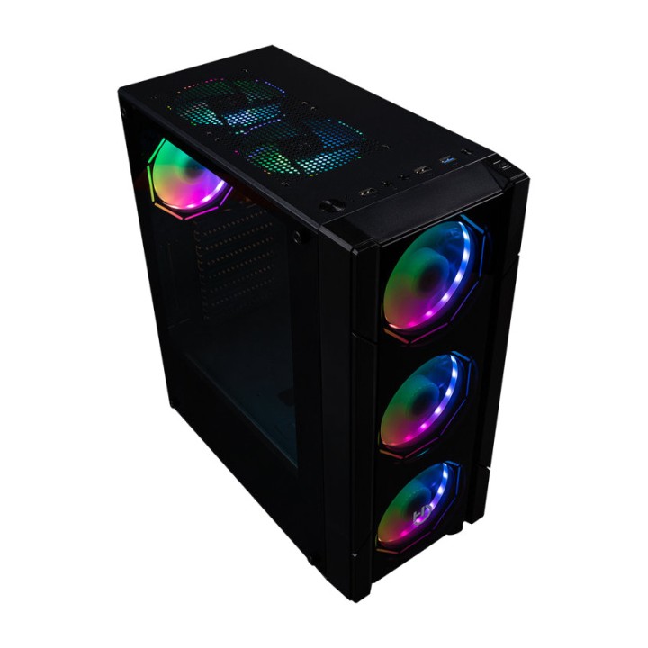 HIDITEC Herní skříň ATX pro PC se 4 šestiúhelníkovými