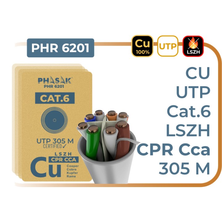 PHASAK Bobine de câble réseau ignifugé certifiée CPR UTP