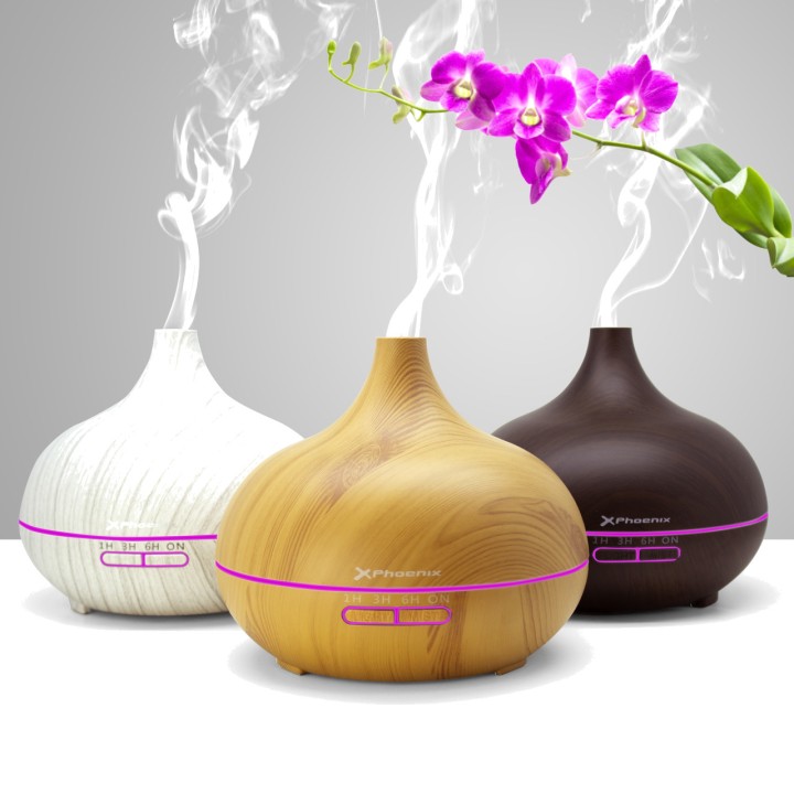 PHOENIX Humidificador ultrasónico con mando a distancia y luz ZENO2 400ML PHZENO2B