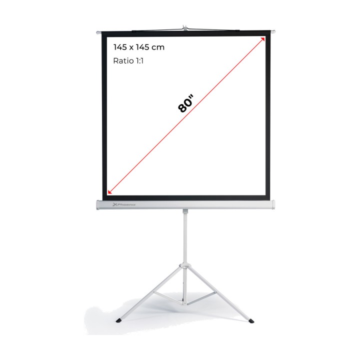PHOENIX Tragbare Leinwand mit Stativ 80" 145X145CM 1:1
